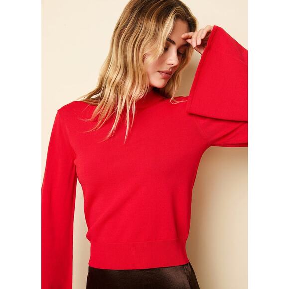 Solid & Striped Babetta Bell Sleeve Sweater Apple Red - M - Picture 2 of 7